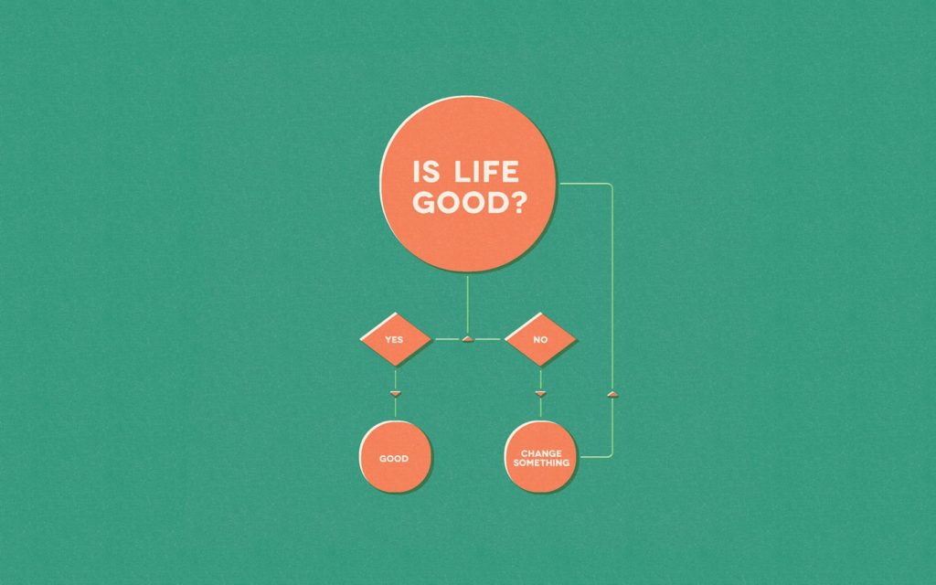 Life is good flowchart green and orange design