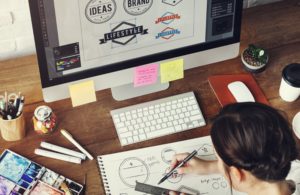 graphic design services computer with brand ideas