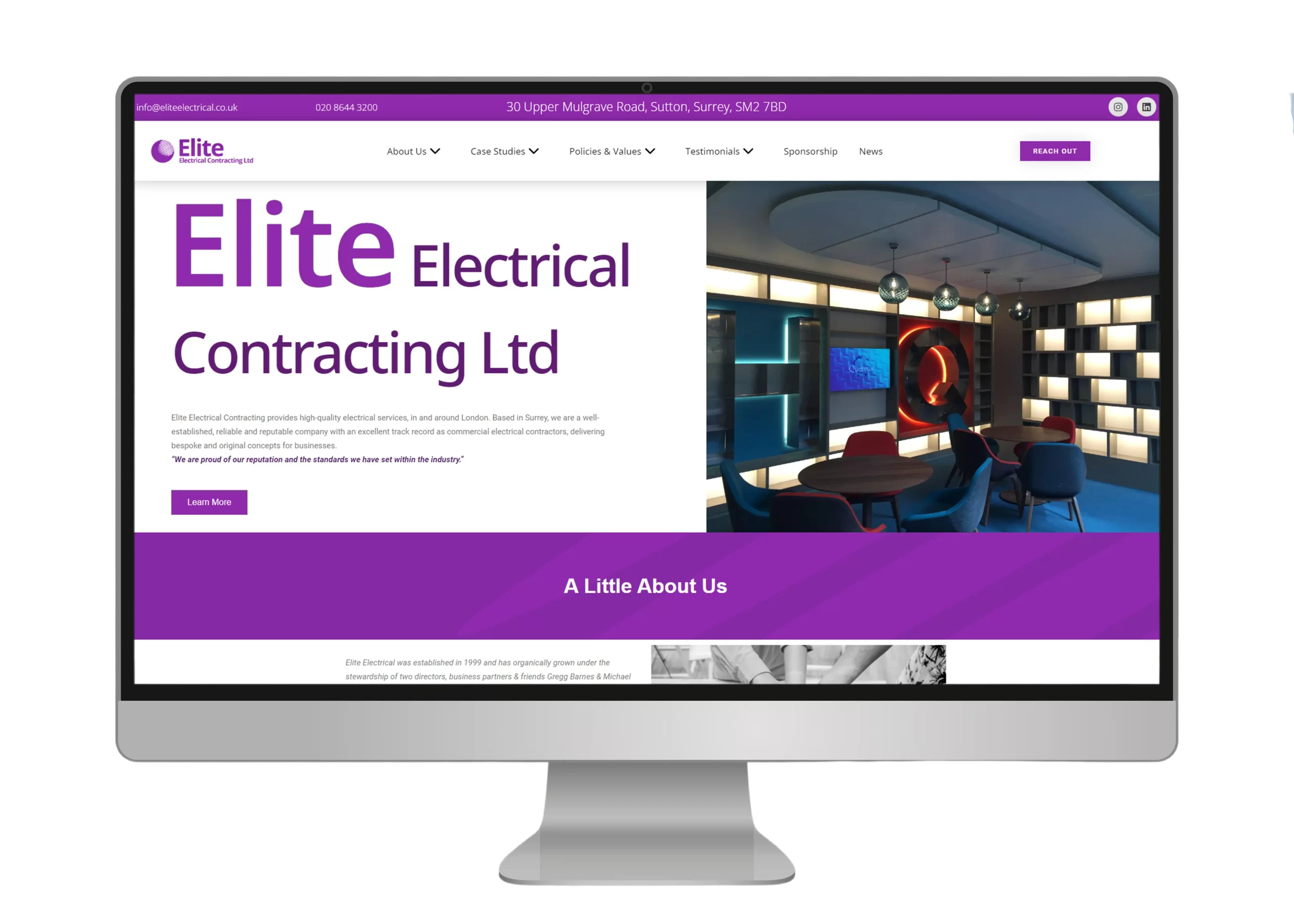 Elite Electrical web design portfolio
